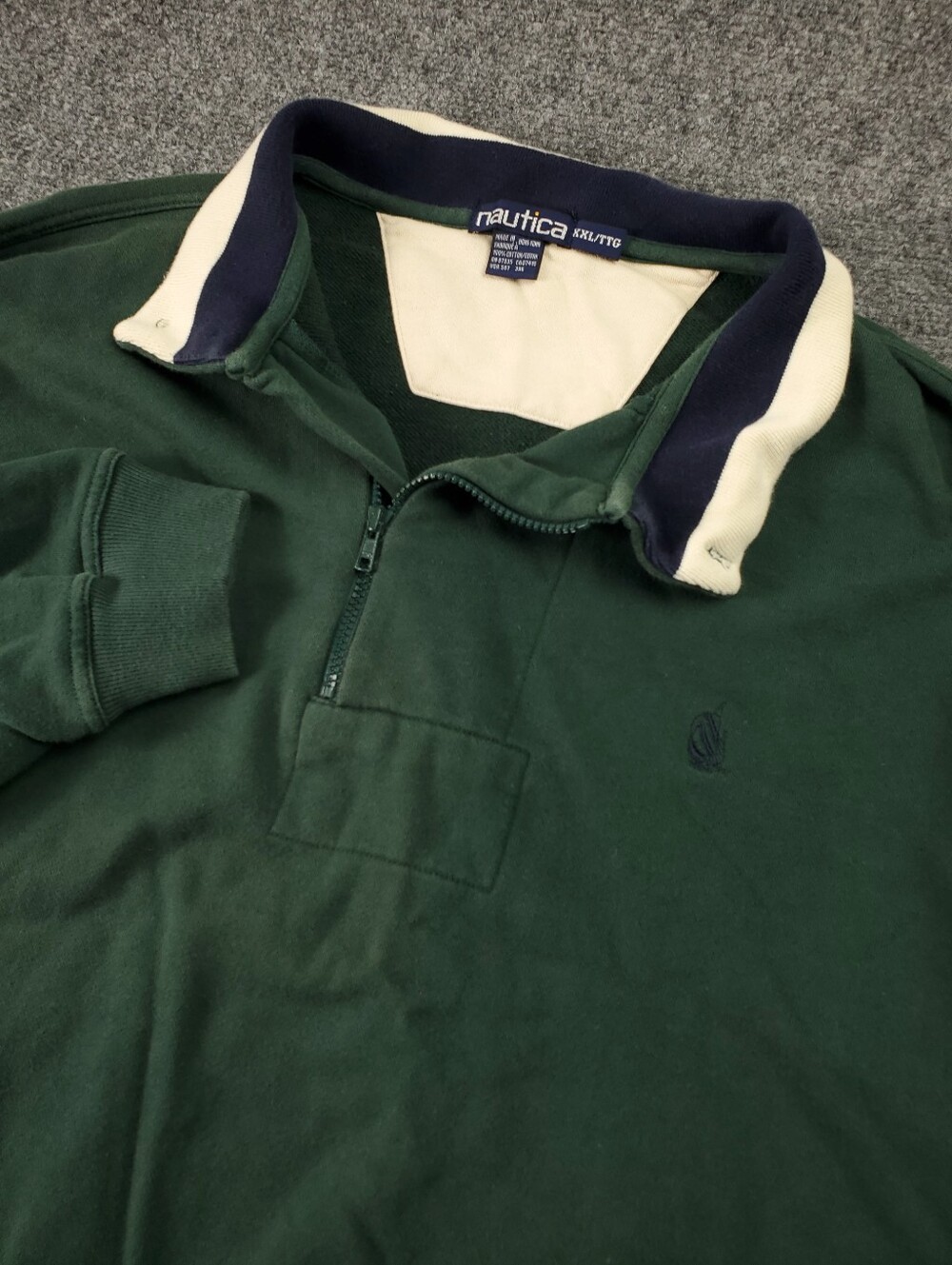 Vintage 90s Nautica Rugby Sweatshirt 2XL Competition Pullover Sweater 1/4 Zip